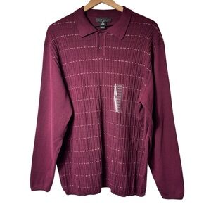 J. FERRAR MODERN MAROON MEN LARGE LONG SLEEVE SWEATER TOP BRAND NEW WITH TAGS